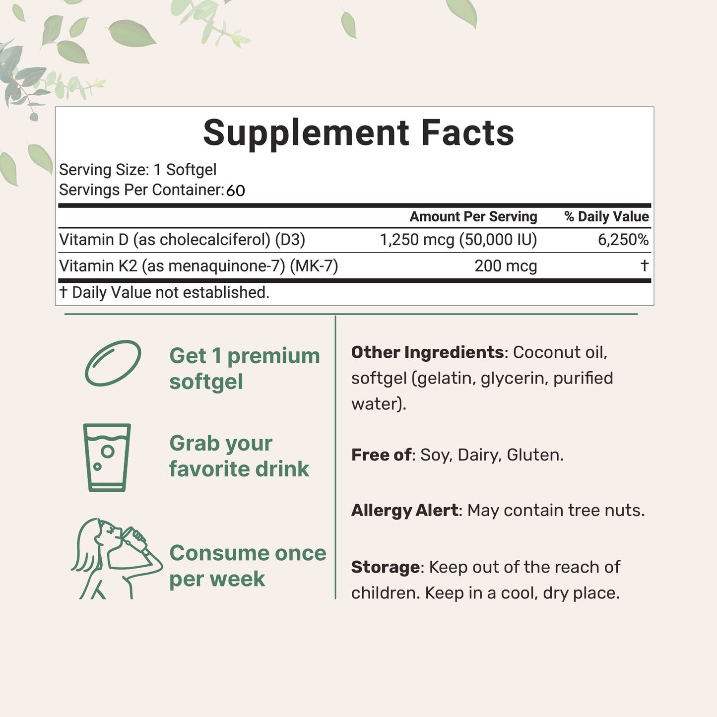 D-K Harmony | Soft Capsules of Vitamin D3 and K2
