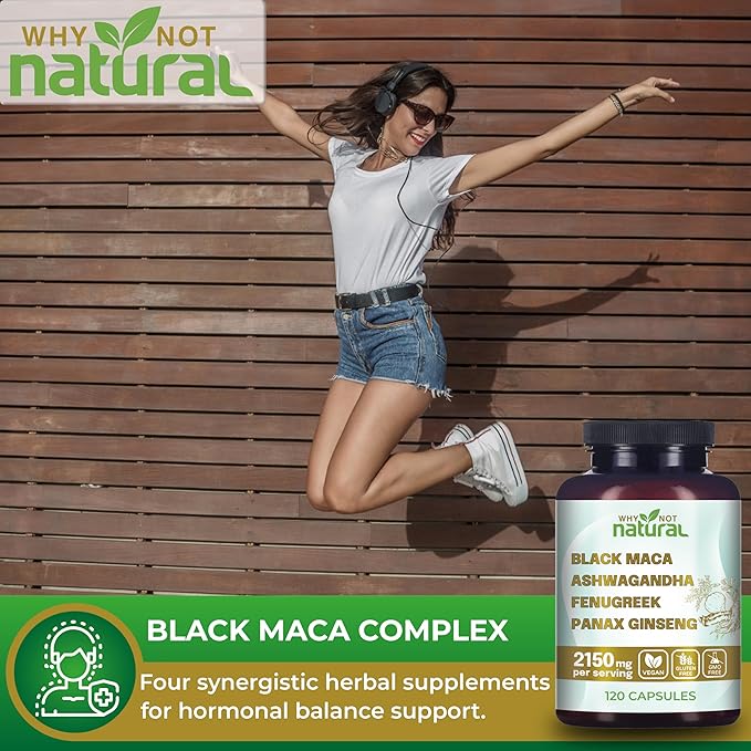 4-in-1 Supplement with Black Maca Root, Ashwagandha, Fenugreek & Panax Ginseng