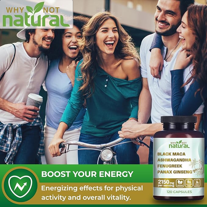 4-in-1 Supplement with Black Maca Root, Ashwagandha, Fenugreek & Panax Ginseng