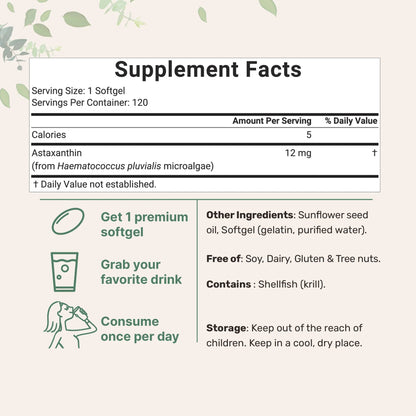 Astaxanthin 12 mg Capsules | Antioxidant Support
