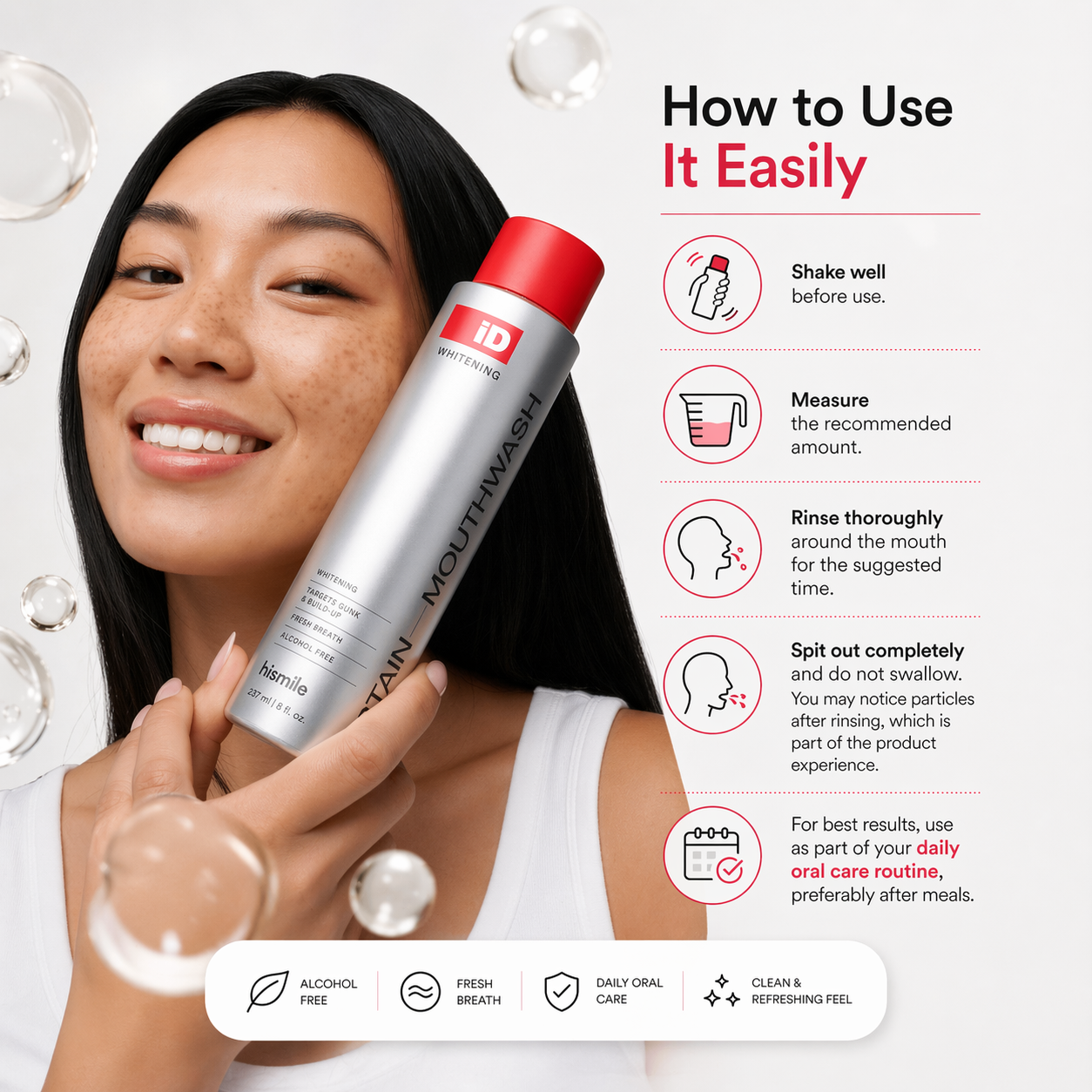 Hismile iD Stain Whitening Mouthwash | A Smarter Way to Refresh and Brighten Your Smile
