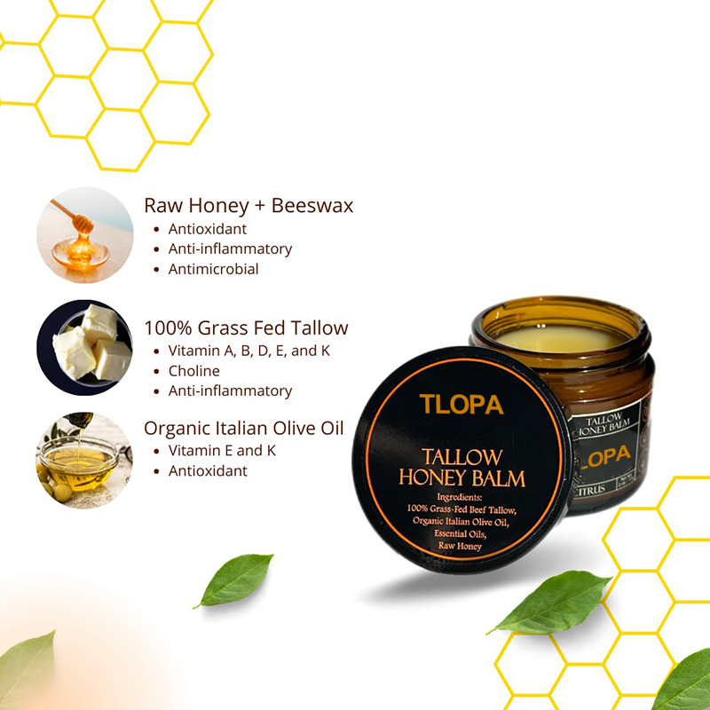 Moisturising Balm with Organic Tallow, Honey and Orange Essential Oil