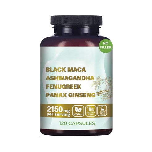 Black Maca Root, Ashwagandha, Fenugreek & Panax Ginseng | 4-in-1 Supplement