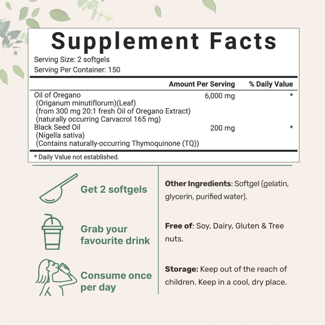 Oregano & Black Cumin Oil Capsules | Everyday Supplement