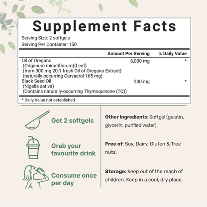 Oregano & Black Cumin Oil Capsules | Everyday Supplement