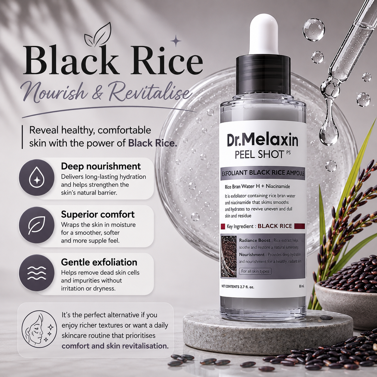 Dr. Melaxin Peel Shot Glow | Rice Exfoliating Facial Ampoule