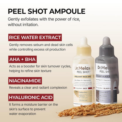 Dr. Melaxin Peel Shot Glow | Rice Exfoliating Facial Ampoule