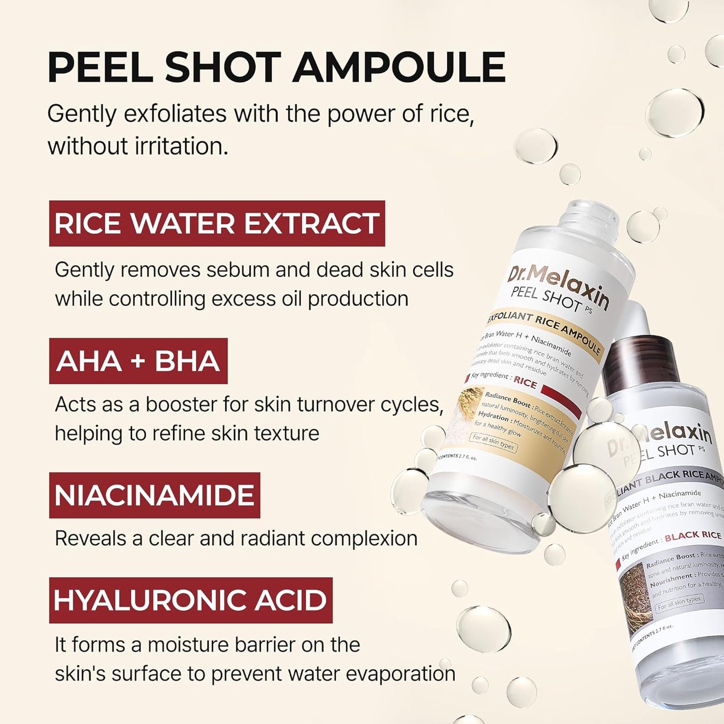 Dr. Melaxin Peel Shot Glow | Rice Exfoliating Facial Ampoule