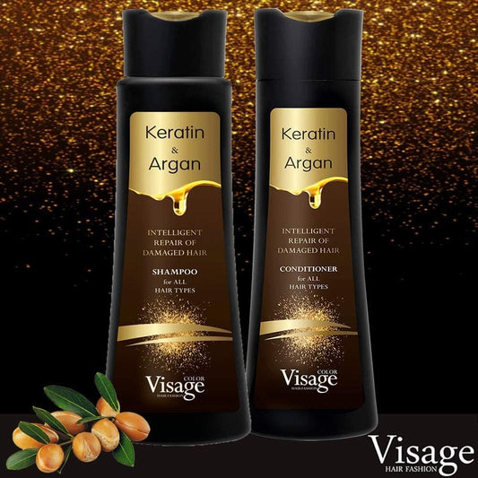 Shampoo and Conditioner with Keratin and Argan Oil for Hair Care