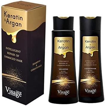Shampoo and Conditioner with Keratin and Argan Oil for Hair Care