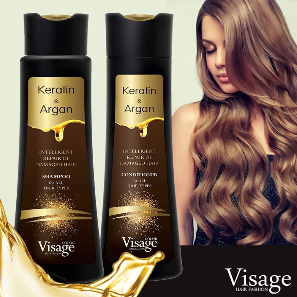 Shampoo and Conditioner with Keratin and Argan Oil for Hair Care