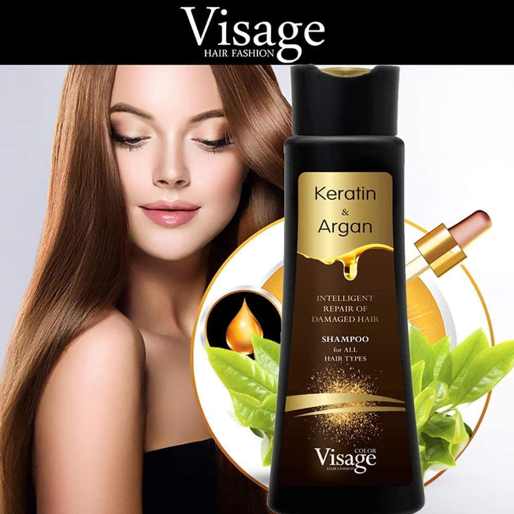 Shampoo and Conditioner with Keratin and Argan Oil for Hair Care